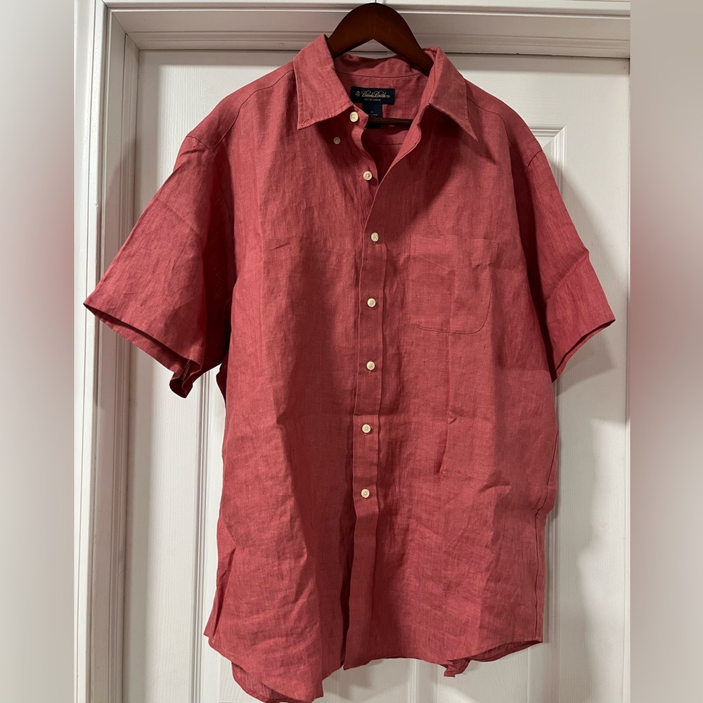 Brooks Brothers Effortless Classic Modern Linen Button Down Size XL